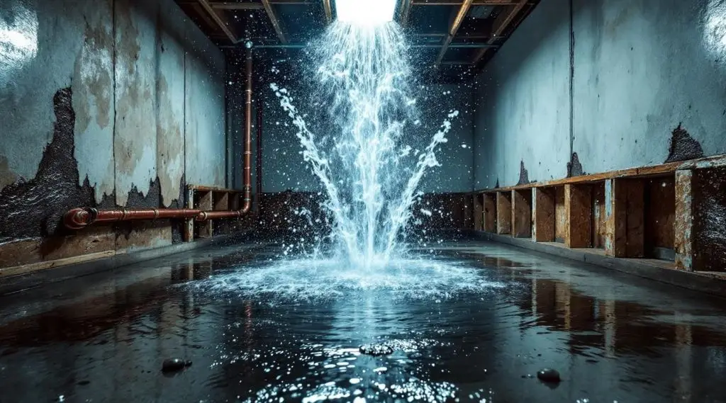 Professional pipe burst cleanup in a Burbank home featuring water extraction equipment and industrial air movers.