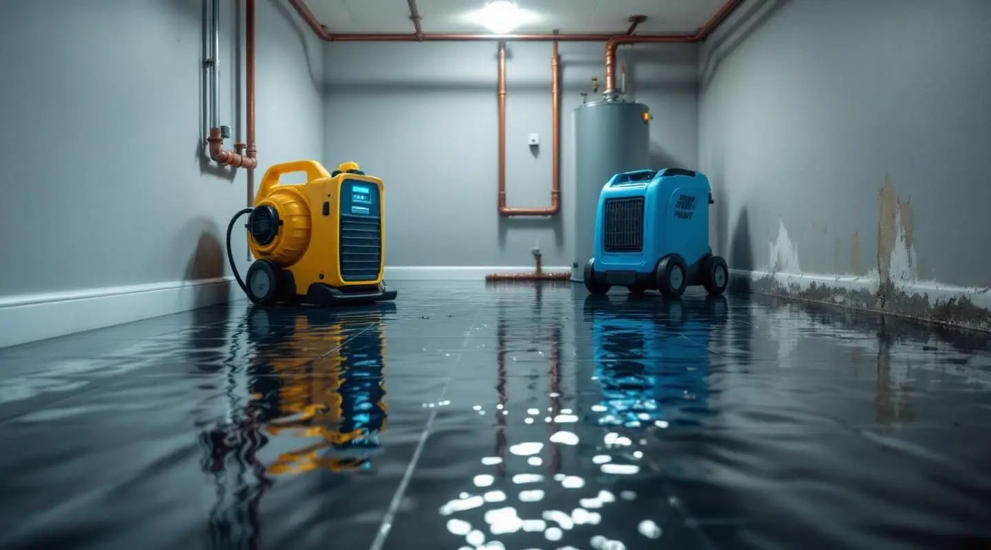 Professional restoration technician using a water extraction vacuum on a soaked residential carpet in Los Angeles.