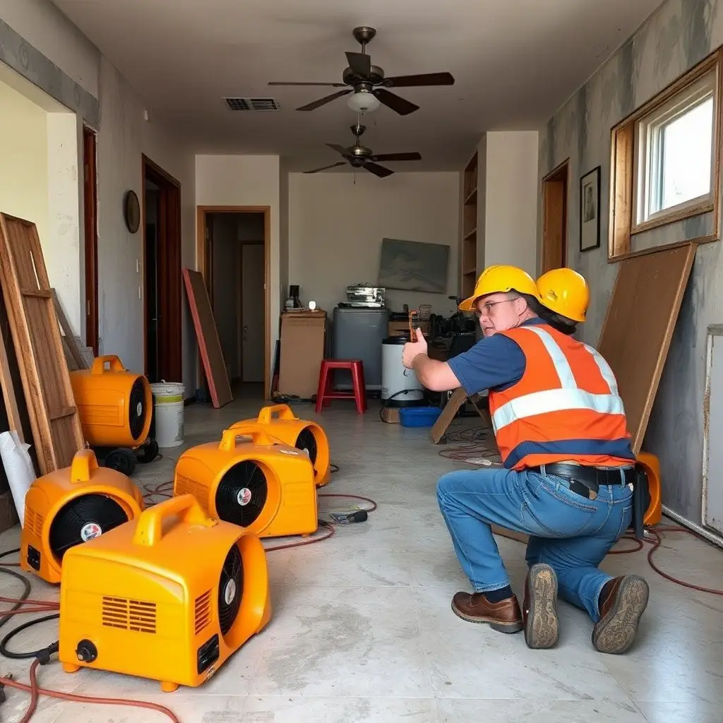 A technician using a moisture meter to check for hidden water damage behind a stucco wall in a Torrance home.