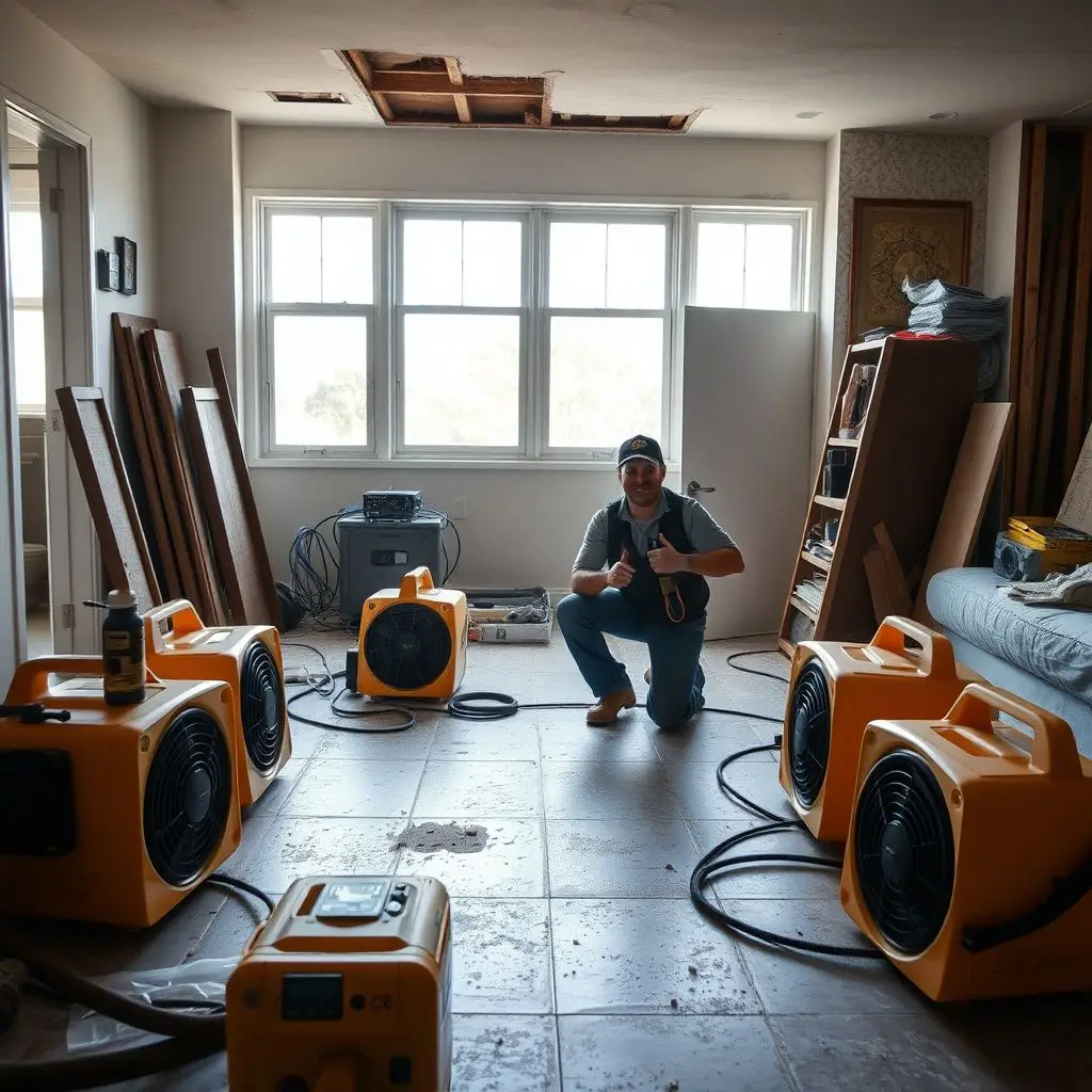 A technician using a moisture meter to check for hidden water damage behind a stucco wall in a Culver City home.